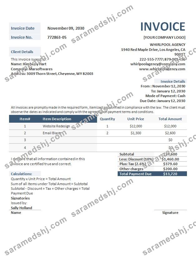 Advertising Agency Invoice Format Template